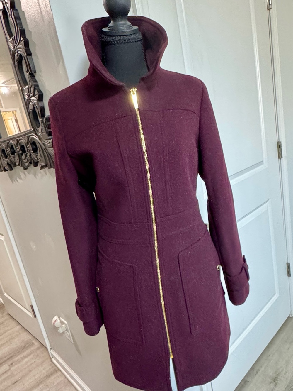 MICHAEL Michael Kors Burgundy Zip-Front Trench Coat